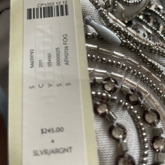 Anthropologie BHLDN Vilette Embellished Maxi Dress Silver Fog - Picture 11 of 13